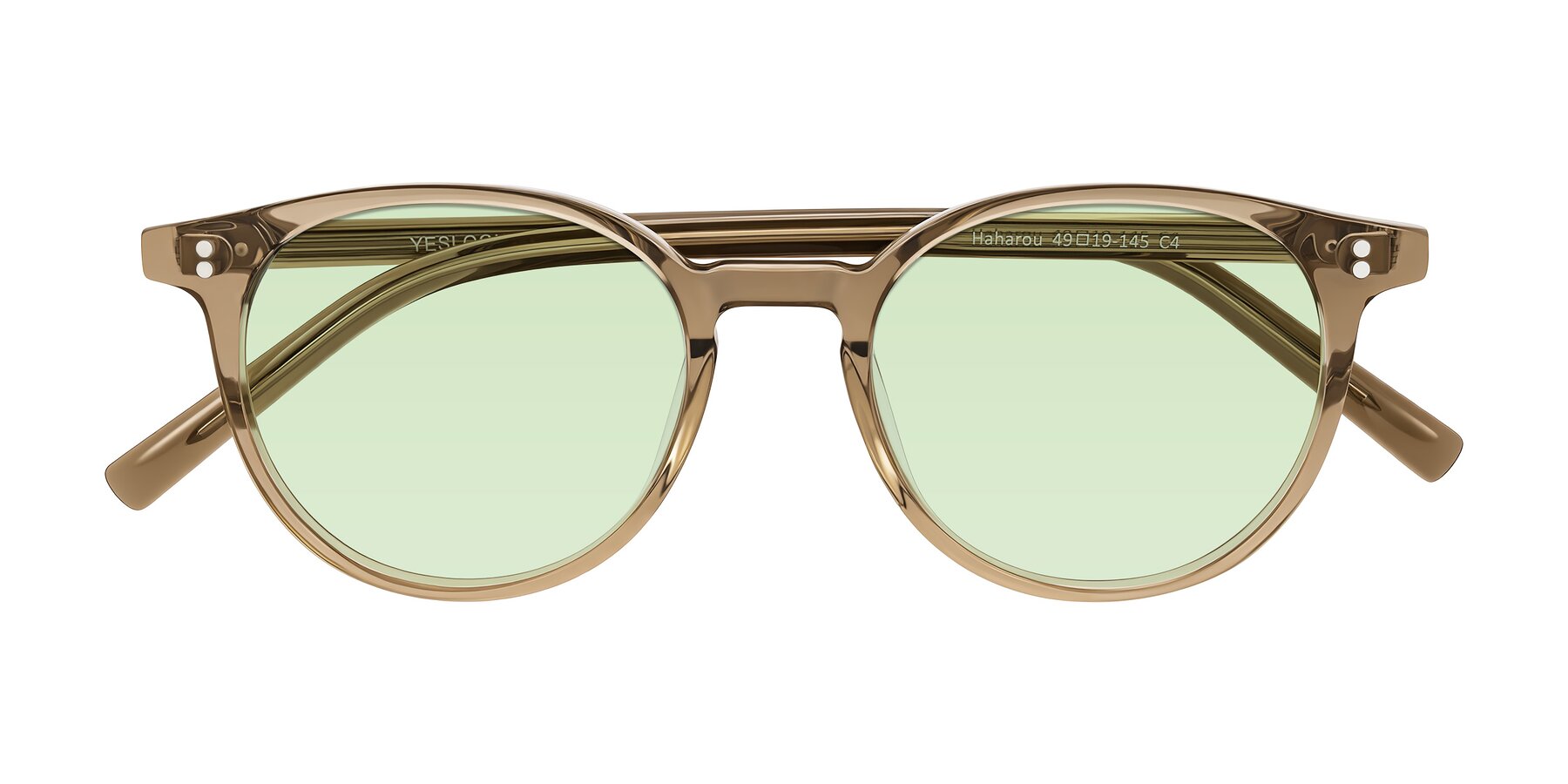 Folded Front of Haharou in Light Brown with Light Green Tinted Lenses