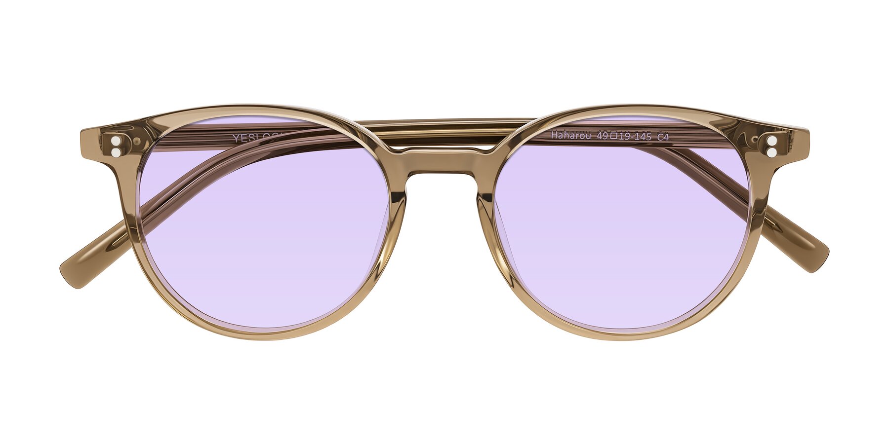 Folded Front of Haharou in Light Brown with Light Purple Tinted Lenses