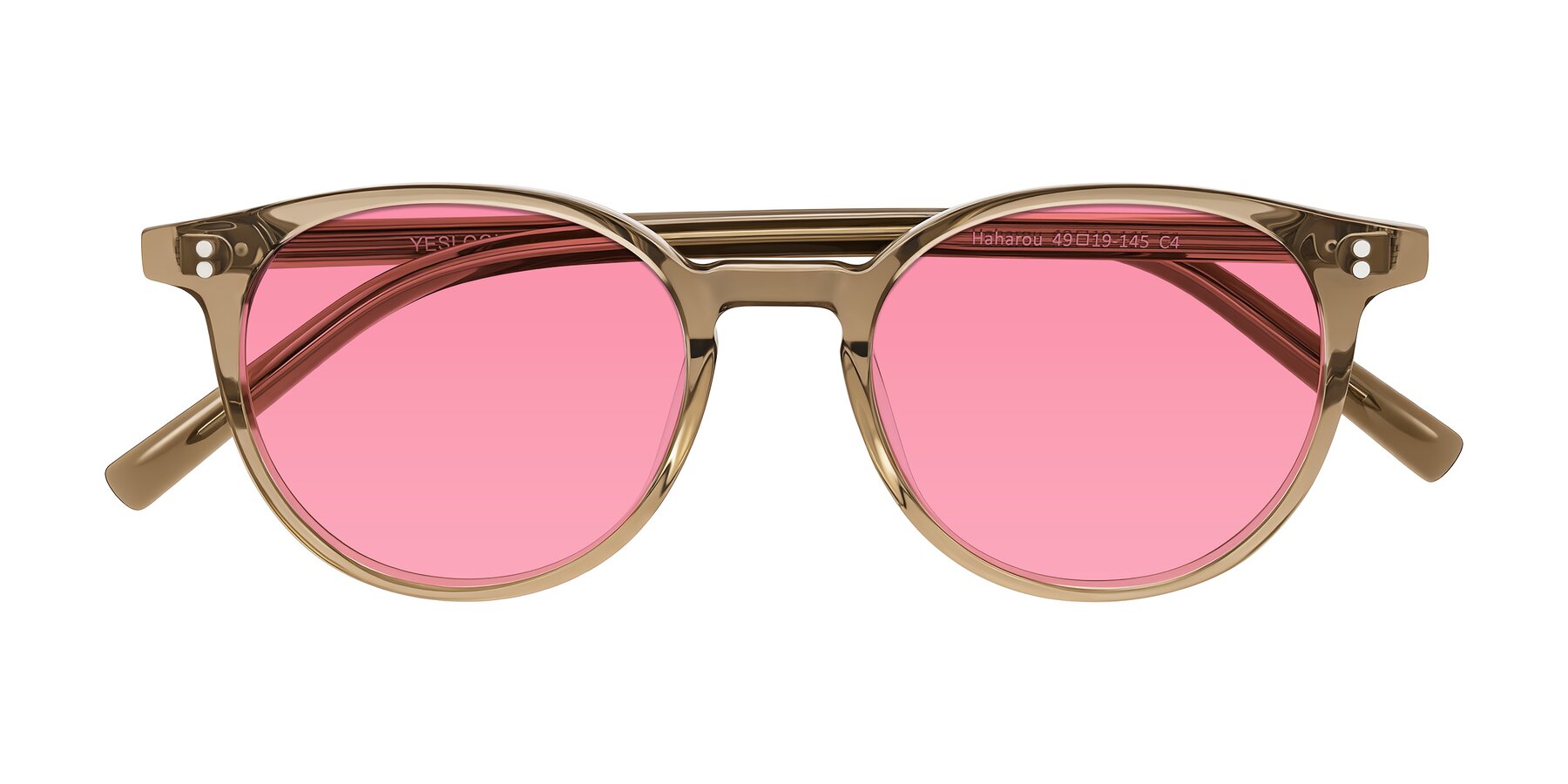 Folded Front of Haharou in Light Brown with Pink Tinted Lenses