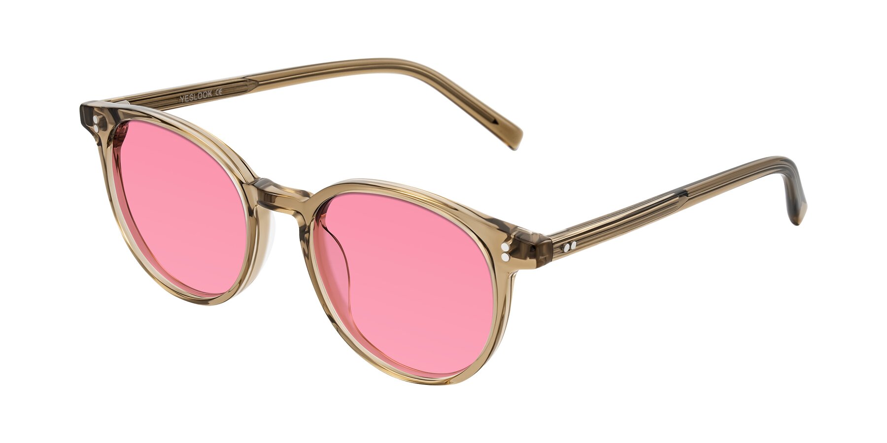 Angle of Haharou in Light Brown with Pink Tinted Lenses