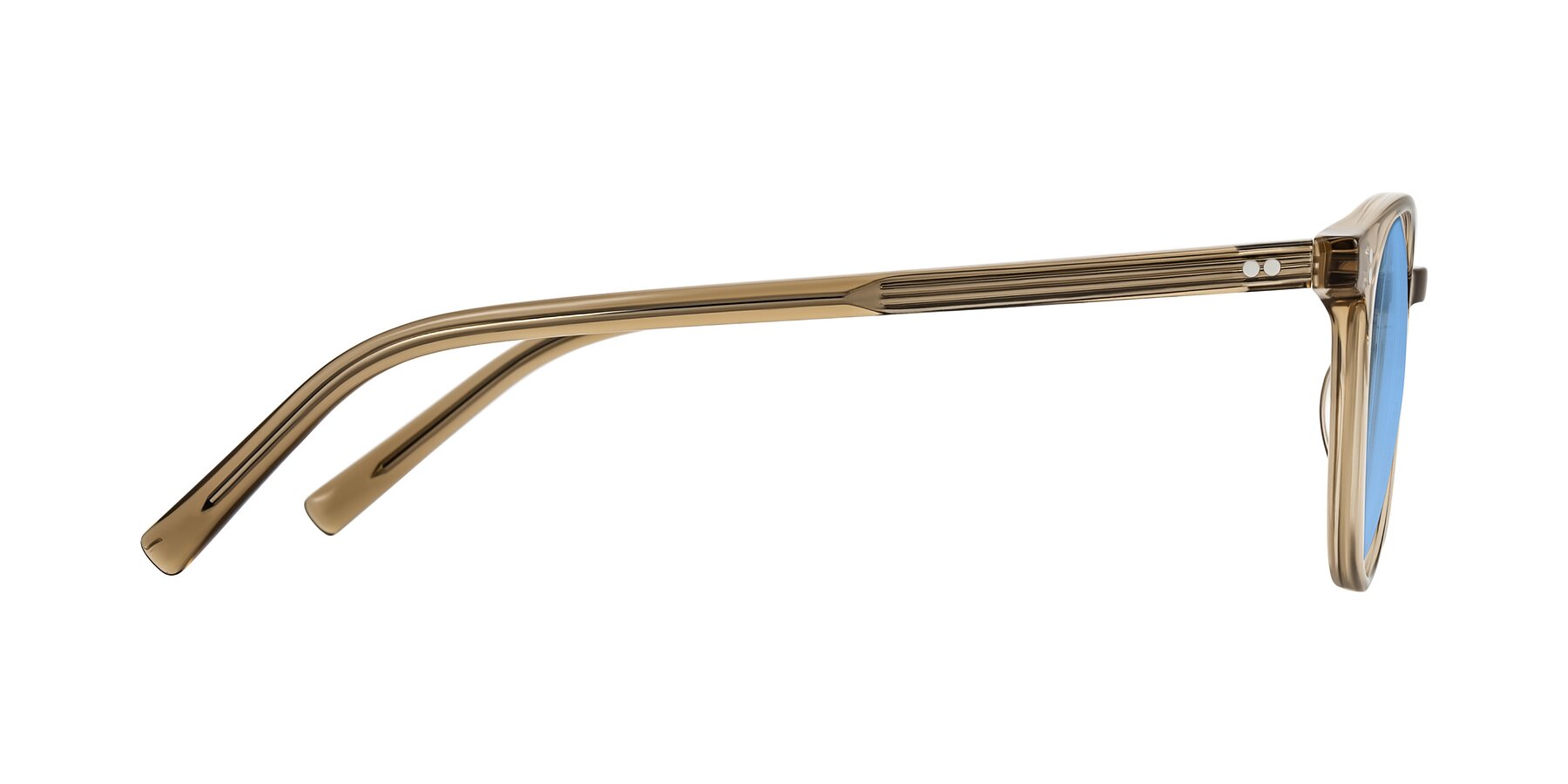 Side of Haharou in Light Brown with Medium Blue Tinted Lenses