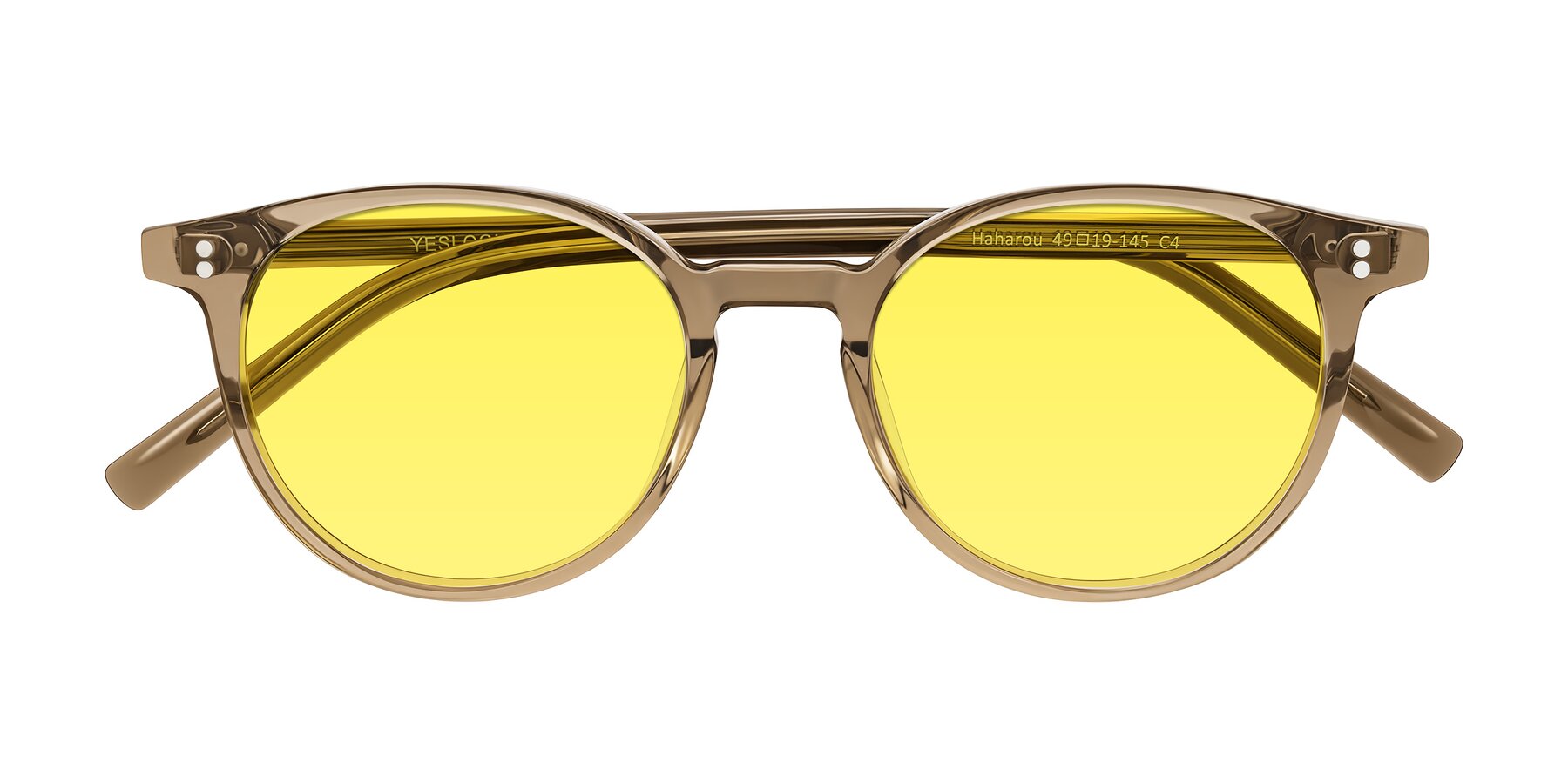 Folded Front of Haharou in Light Brown with Medium Yellow Tinted Lenses