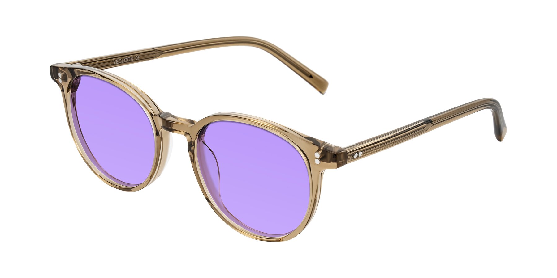 Angle of Haharou in Light Brown with Medium Purple Tinted Lenses