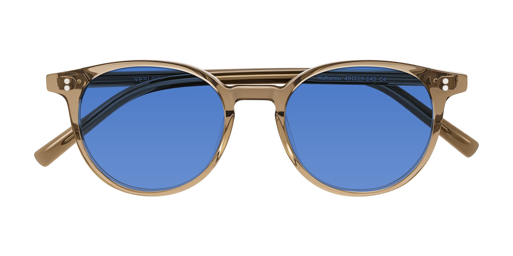 Folded Front of Haharou in Light Brown with Blue Tinted Lenses