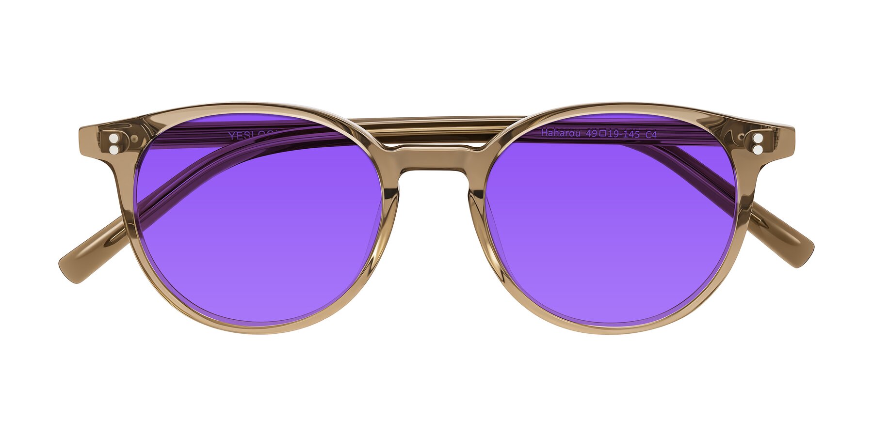 Folded Front of Haharou in Light Brown with Purple Tinted Lenses