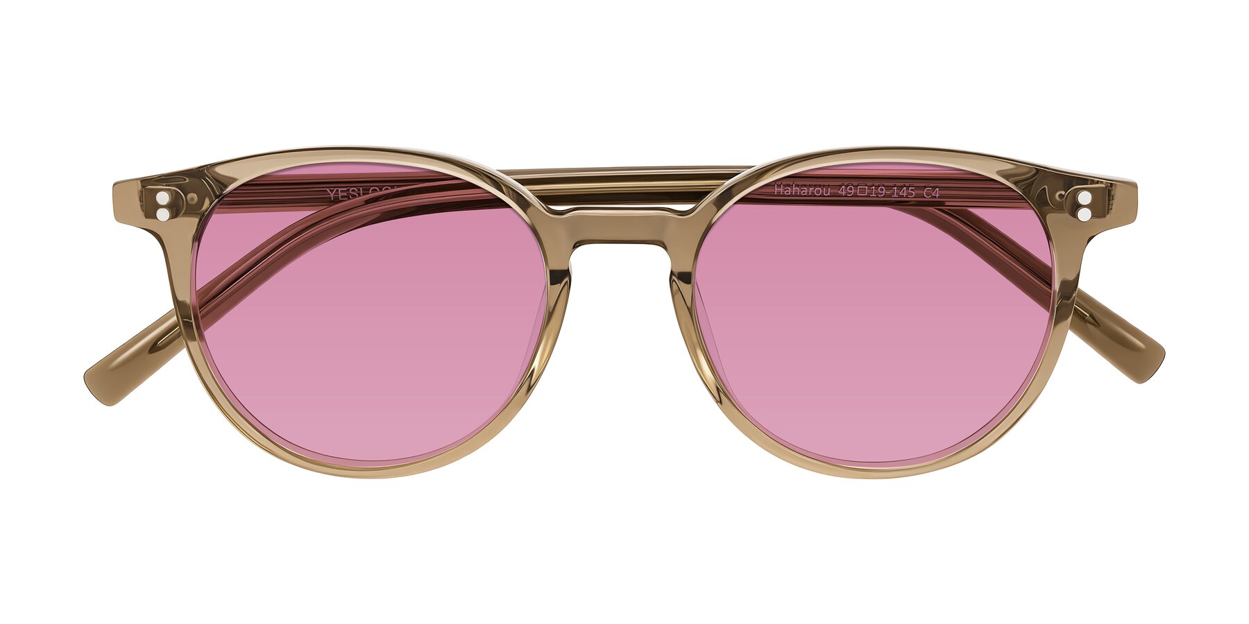 Folded Front of Haharou in Light Brown with Medium Wine Tinted Lenses