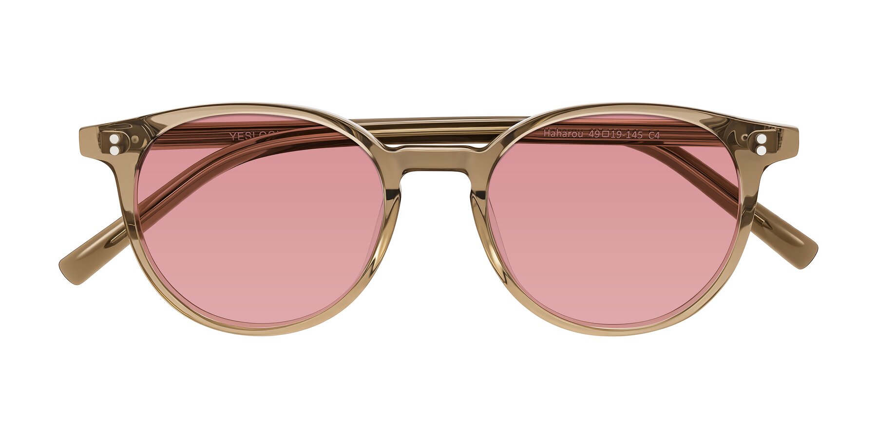 Folded Front of Haharou in Light Brown with Medium Garnet Tinted Lenses