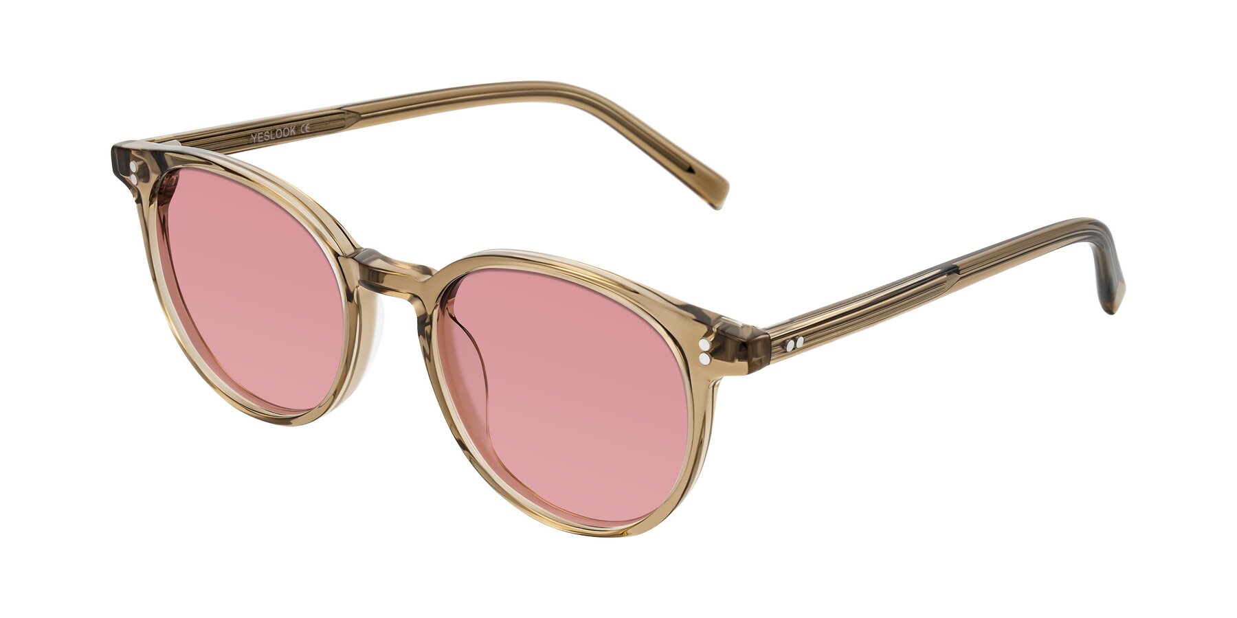 Angle of Haharou in Light Brown with Medium Garnet Tinted Lenses
