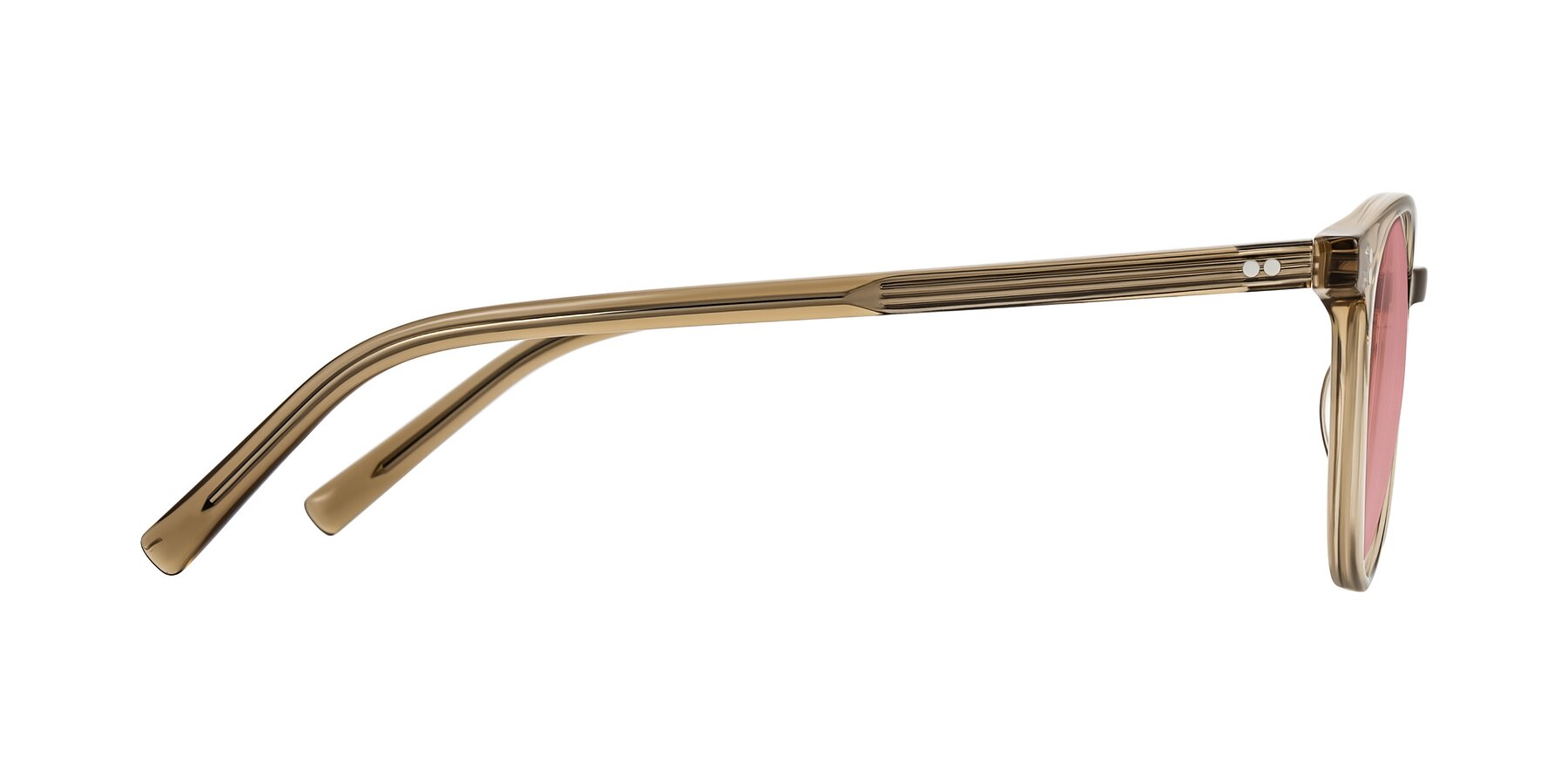 Side of Haharou in Light Brown with Medium Garnet Tinted Lenses