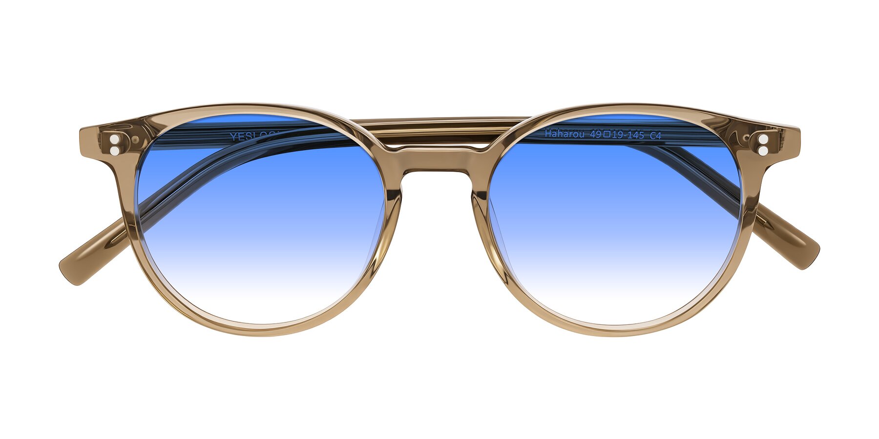 Folded Front of Haharou in Light Brown with Blue Gradient Lenses