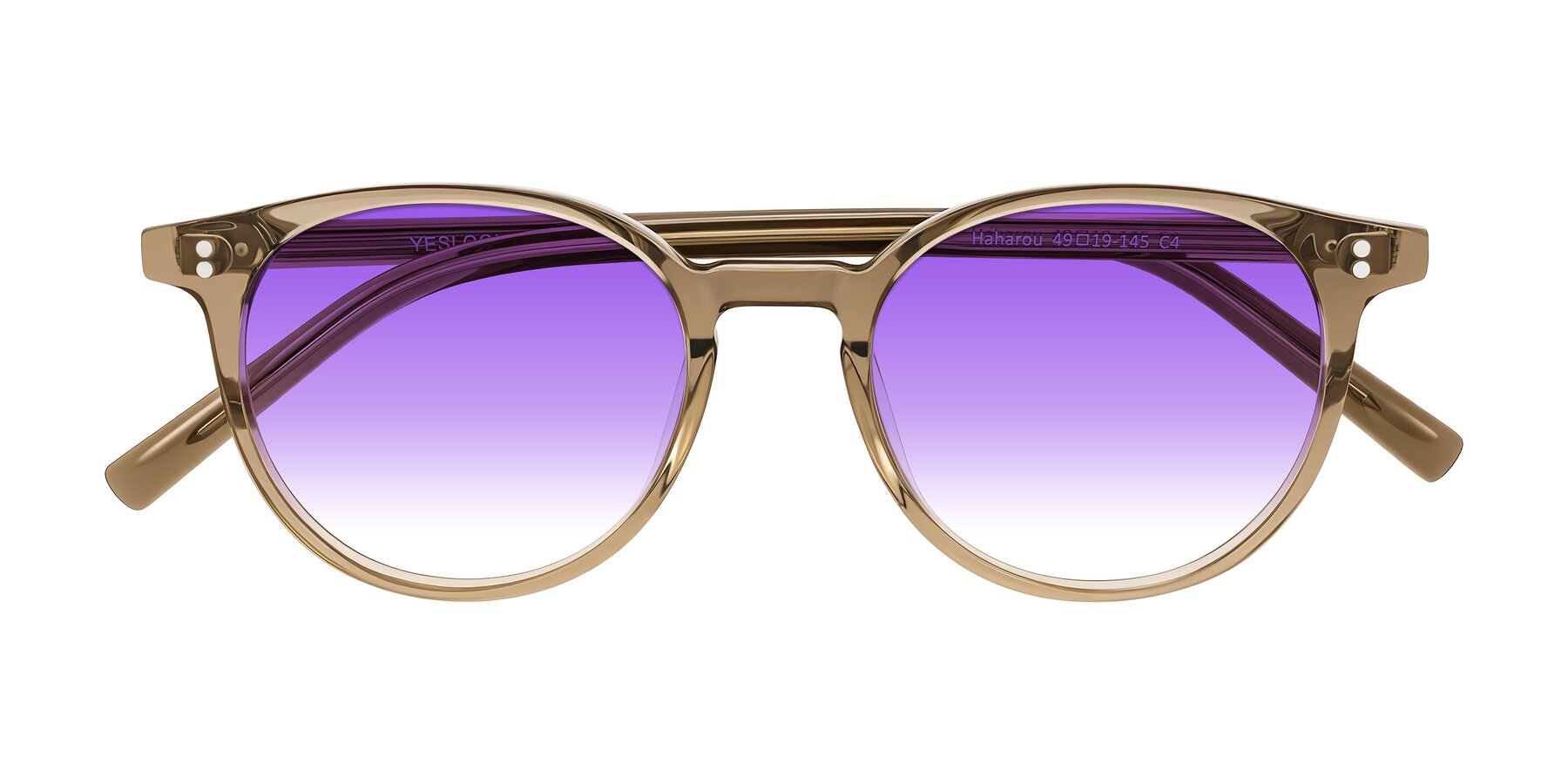 Folded Front of Haharou in Light Brown with Purple Gradient Lenses