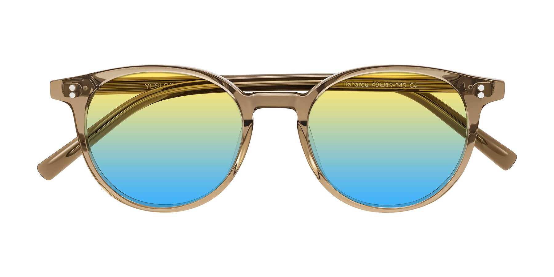 Folded Front of Haharou in Light Brown with Yellow / Blue Gradient Lenses