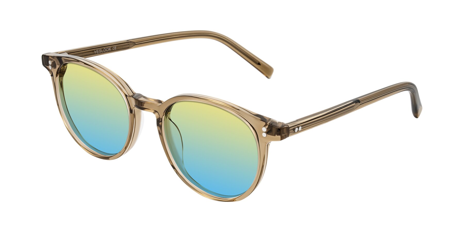 Angle of Haharou in Light Brown with Yellow / Blue Gradient Lenses