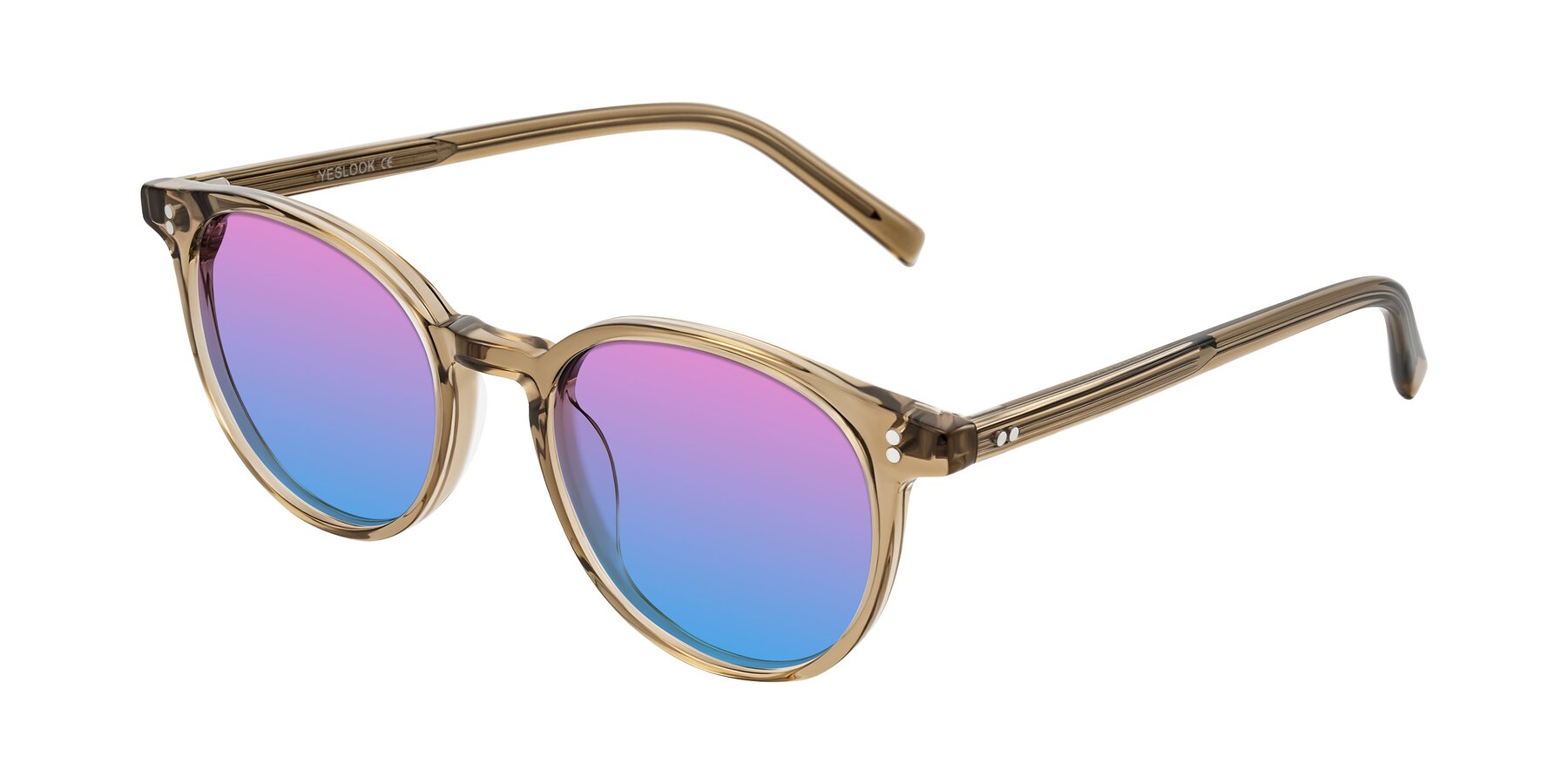 Angle of Haharou in Light Brown with Pink / Blue Gradient Lenses