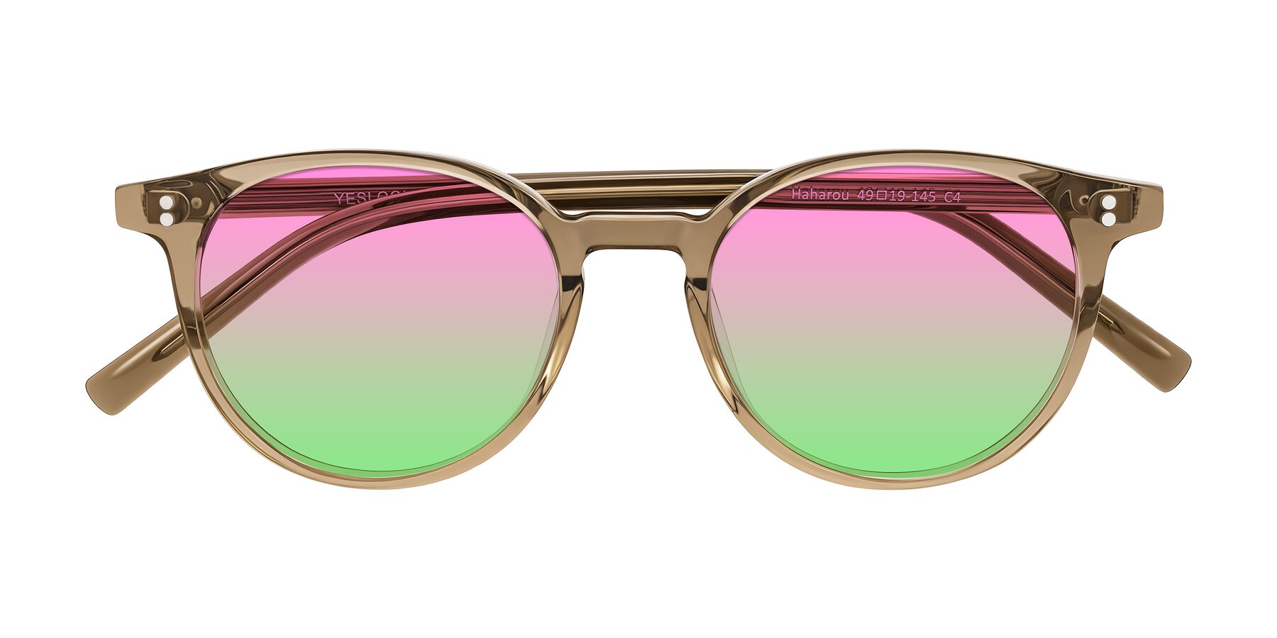 Folded Front of Haharou in Light Brown with Pink / Green Gradient Lenses