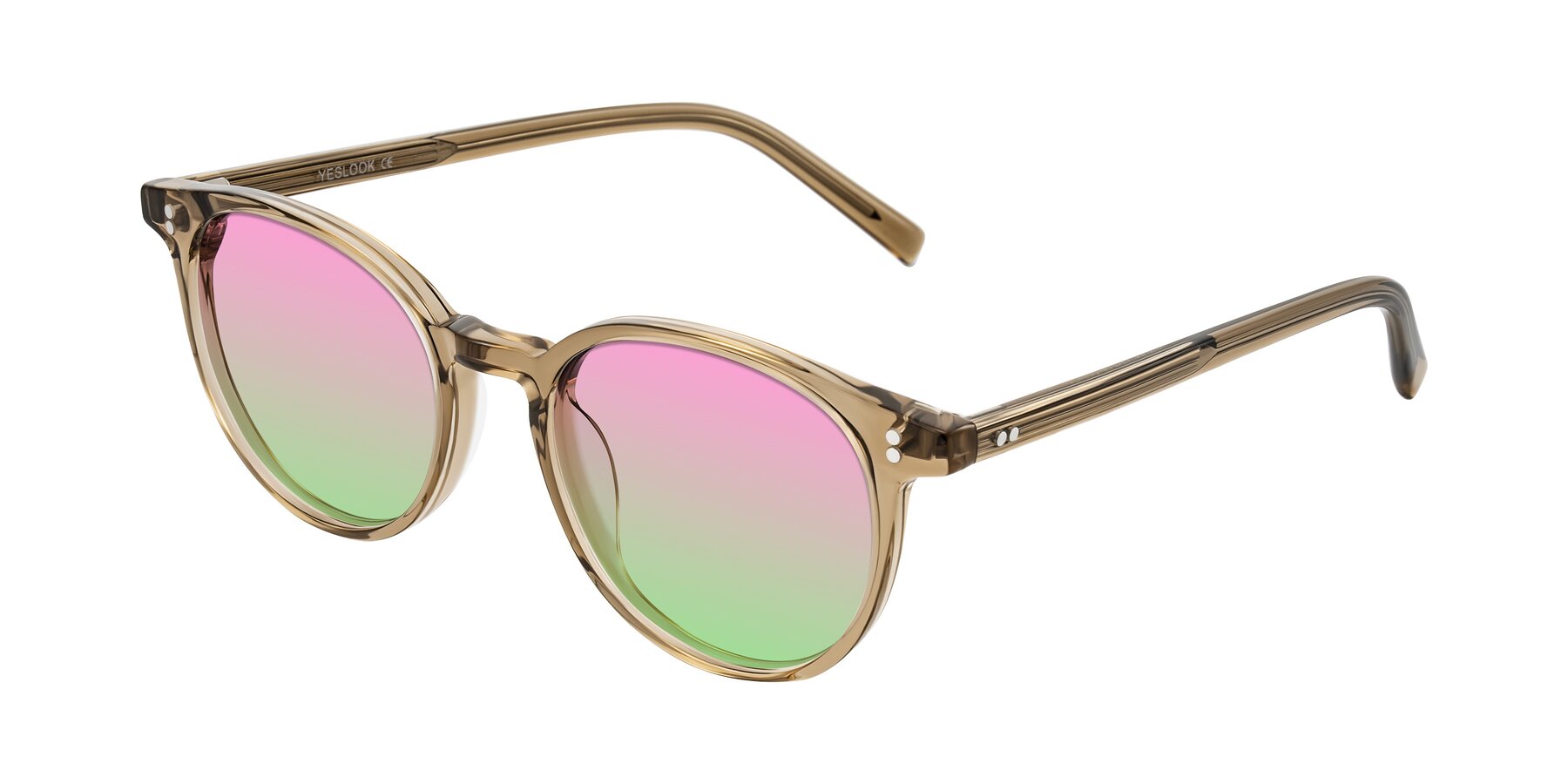 Angle of Haharou in Light Brown with Pink / Green Gradient Lenses