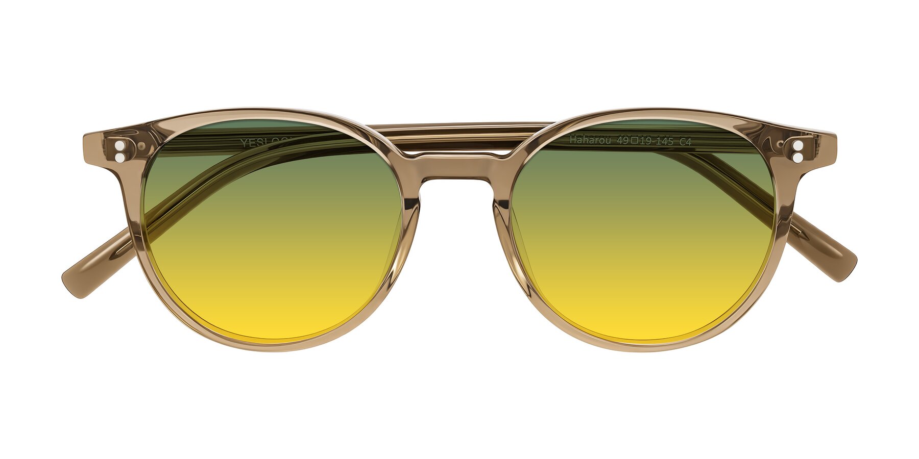 Folded Front of Haharou in Light Brown with Green / Yellow Gradient Lenses