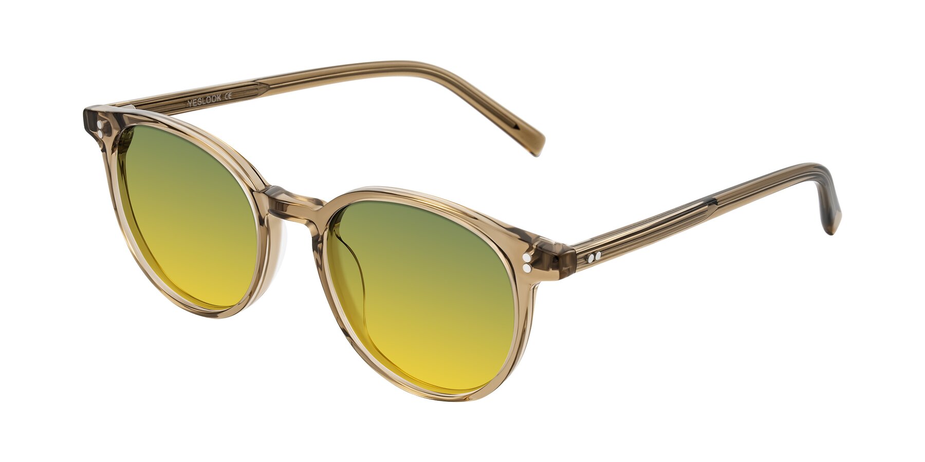 Angle of Haharou in Light Brown with Green / Yellow Gradient Lenses
