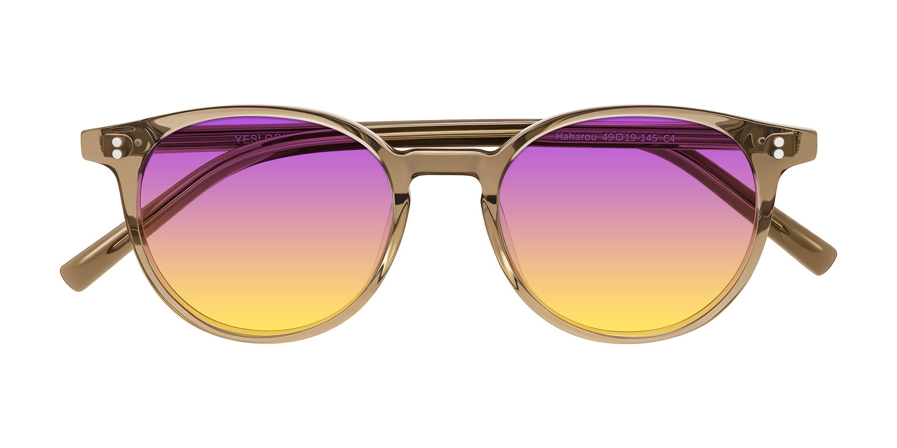 Folded Front of Haharou in Light Brown with Purple / Yellow Gradient Lenses
