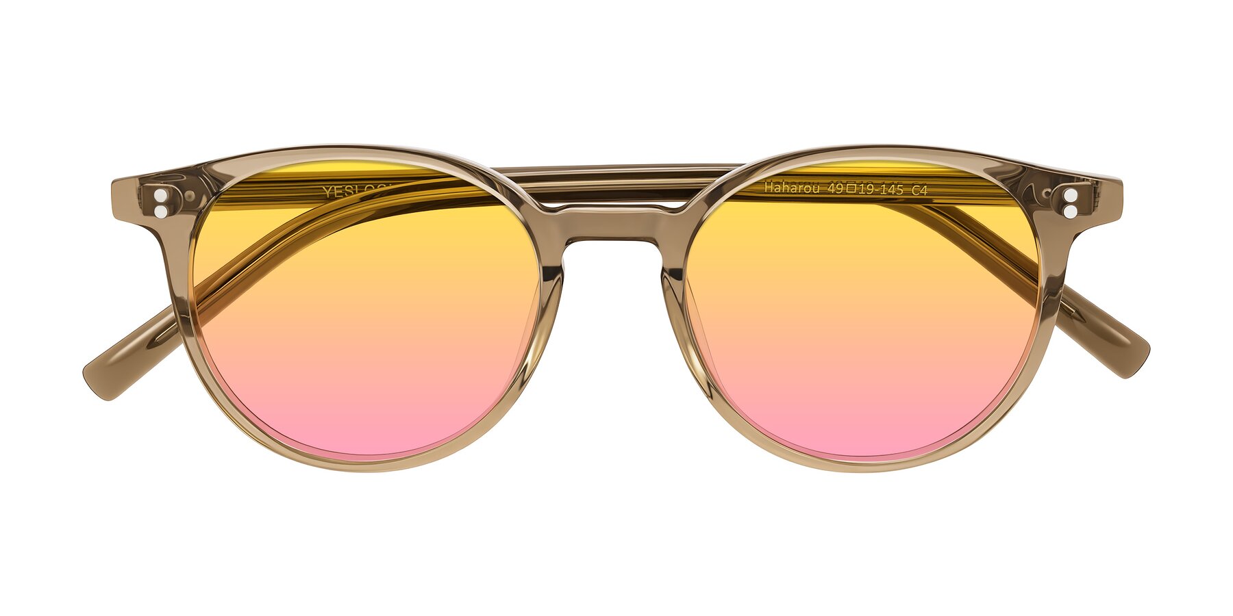 Folded Front of Haharou in Light Brown with Yellow / Pink Gradient Lenses