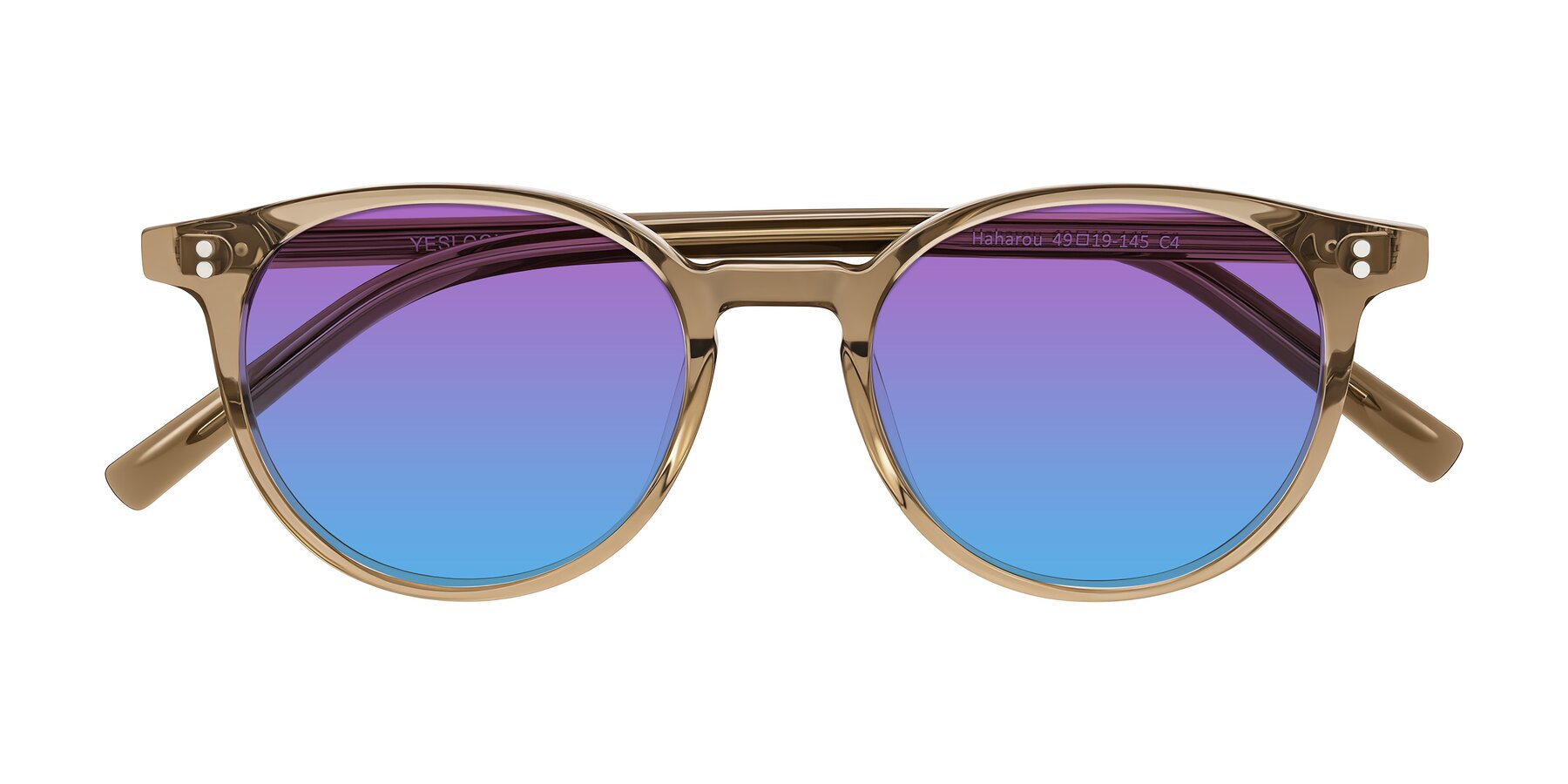 Folded Front of Haharou in Light Brown with Purple / Blue Gradient Lenses