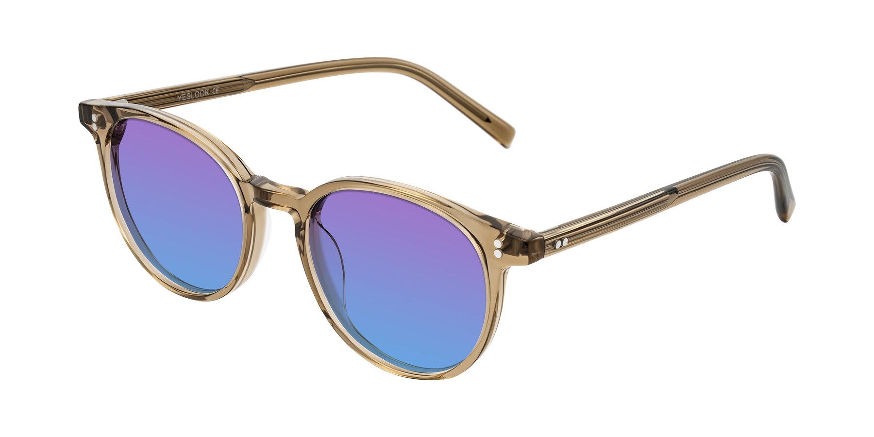Angle of Haharou in Light Brown with Purple / Blue Gradient Lenses