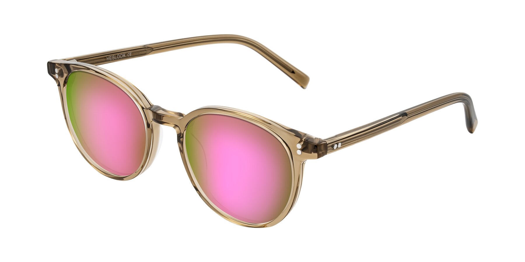 Angle of Haharou in Light Brown with Pink Mirrored Lenses