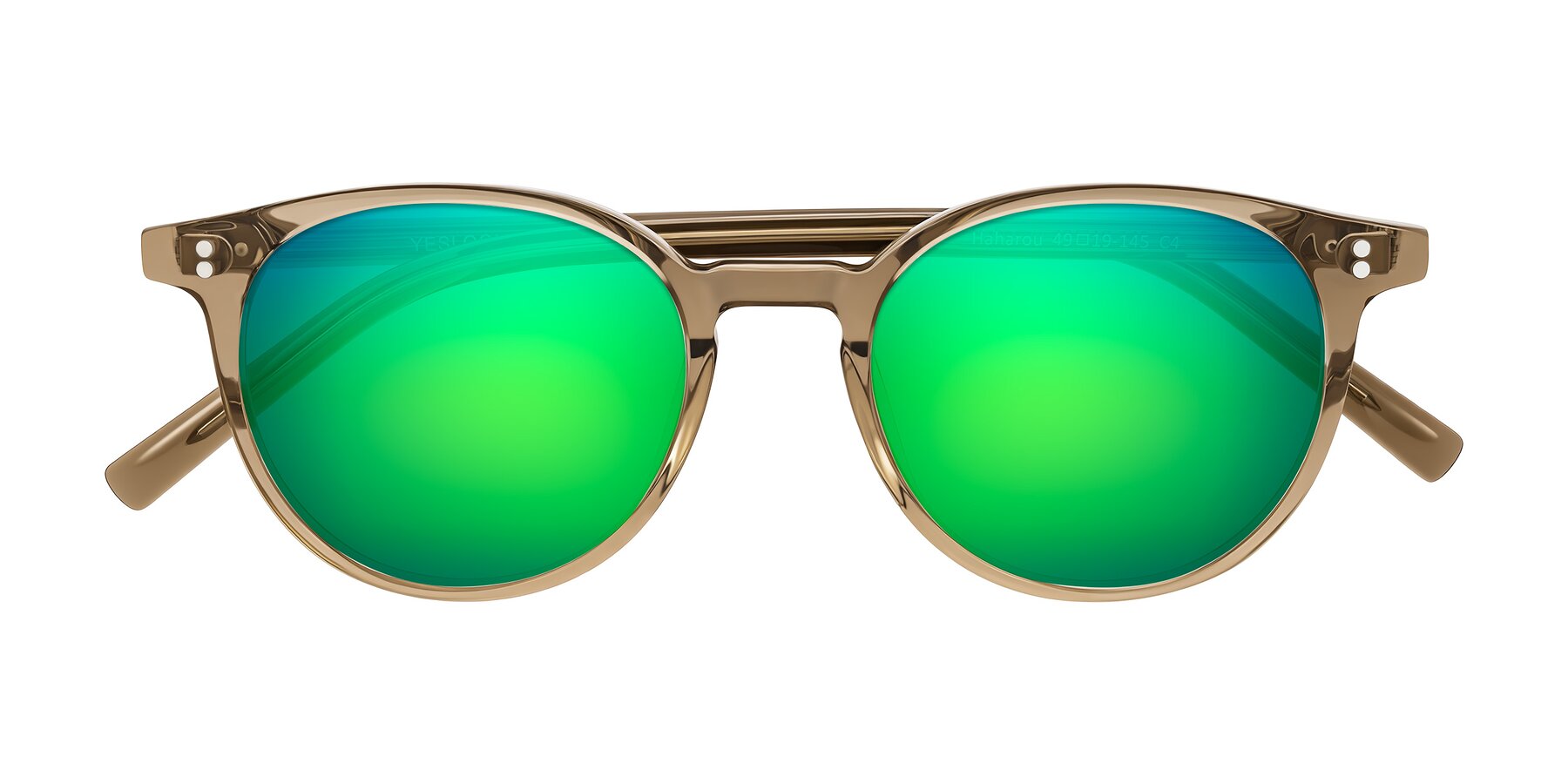 Folded Front of Haharou in Light Brown with Green Mirrored Lenses