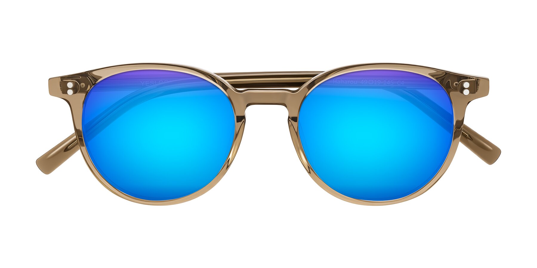 Folded Front of Haharou in Light Brown with Blue Mirrored Lenses
