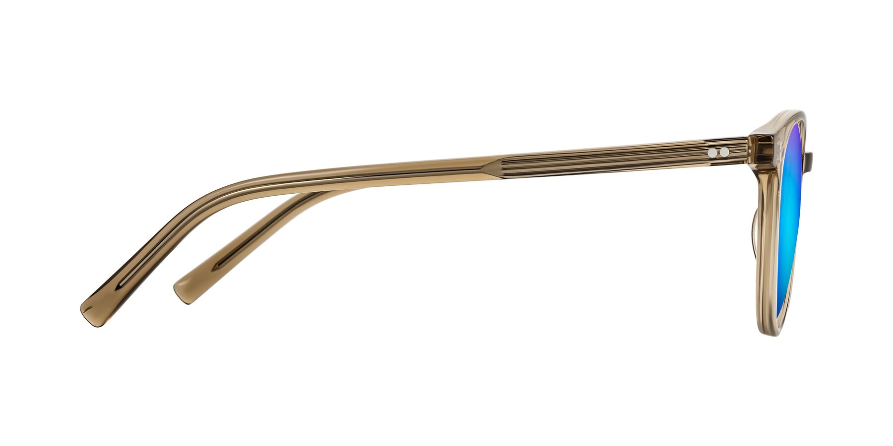 Side of Haharou in Light Brown with Blue Mirrored Lenses
