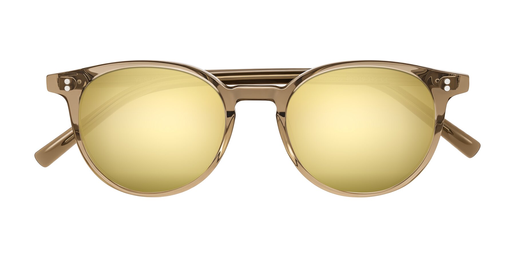 Folded Front of Haharou in Light Brown with Gold Mirrored Lenses