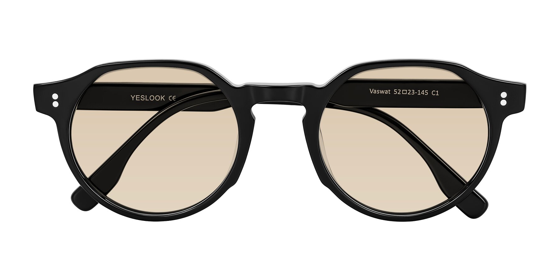 Folded Front of Vaswat in Black with Light Brown Tinted Lenses