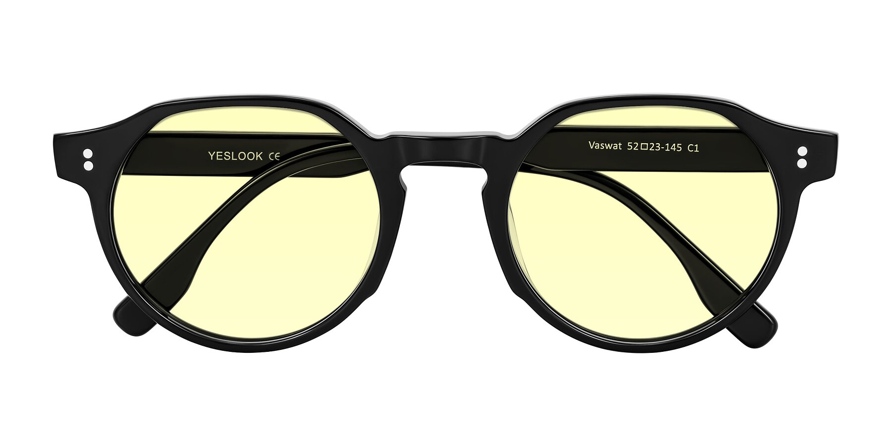 Folded Front of Vaswat in Black with Light Yellow Tinted Lenses