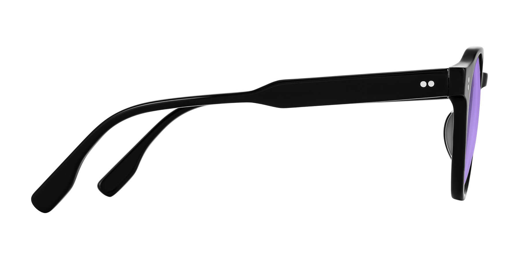 Side of Vaswat in Black with Medium Purple Tinted Lenses