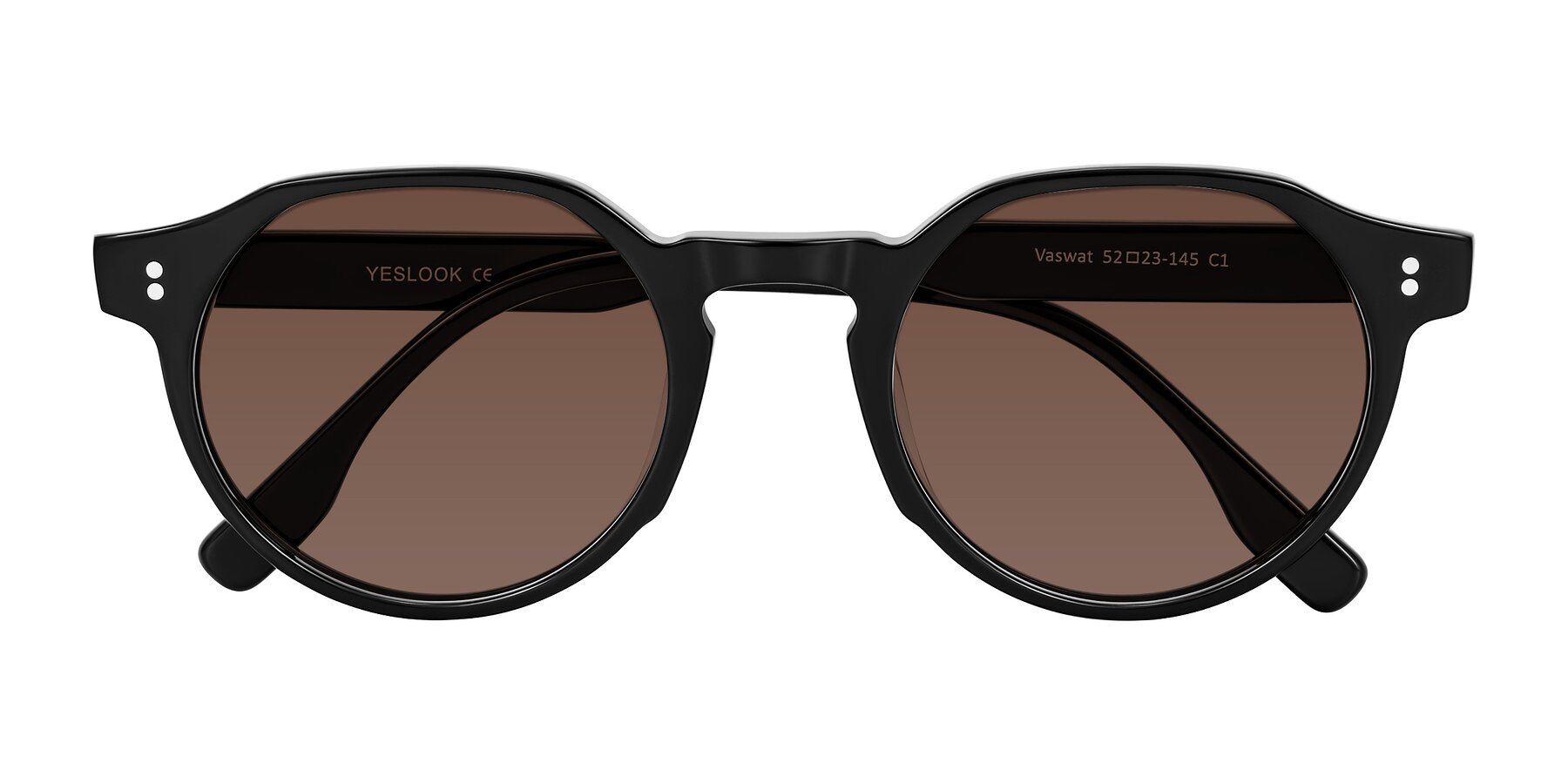 Folded Front of Vaswat in Black with Brown Tinted Lenses