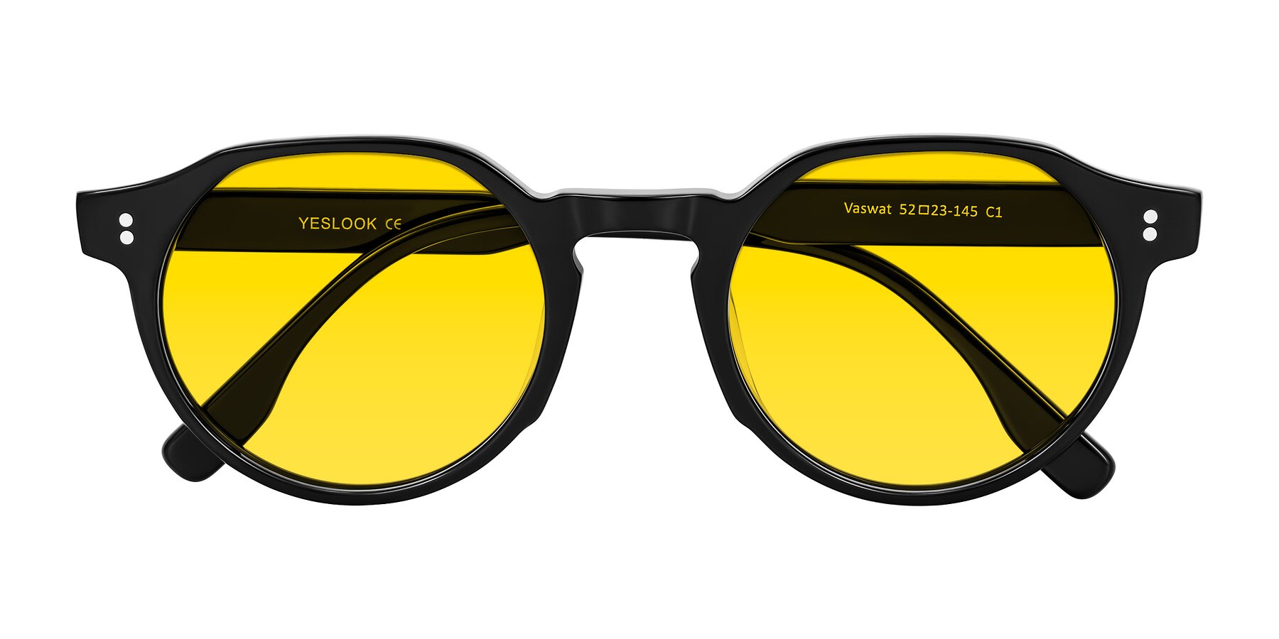 Folded Front of Vaswat in Black with Yellow Tinted Lenses