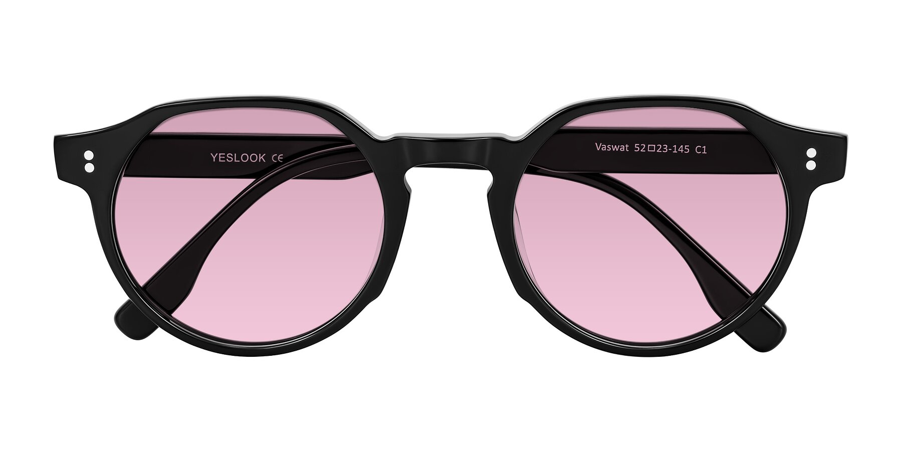 Folded Front of Vaswat in Black with Light Wine Tinted Lenses