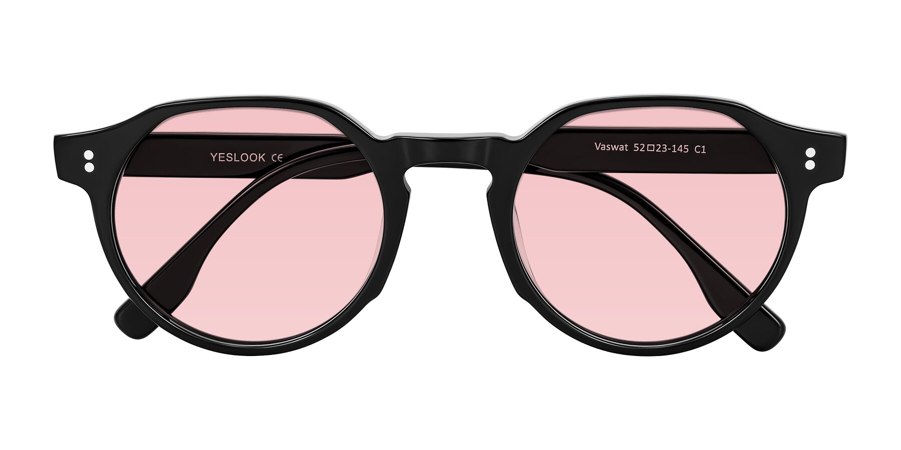 Folded Front of Vaswat in Black with Light Garnet Tinted Lenses