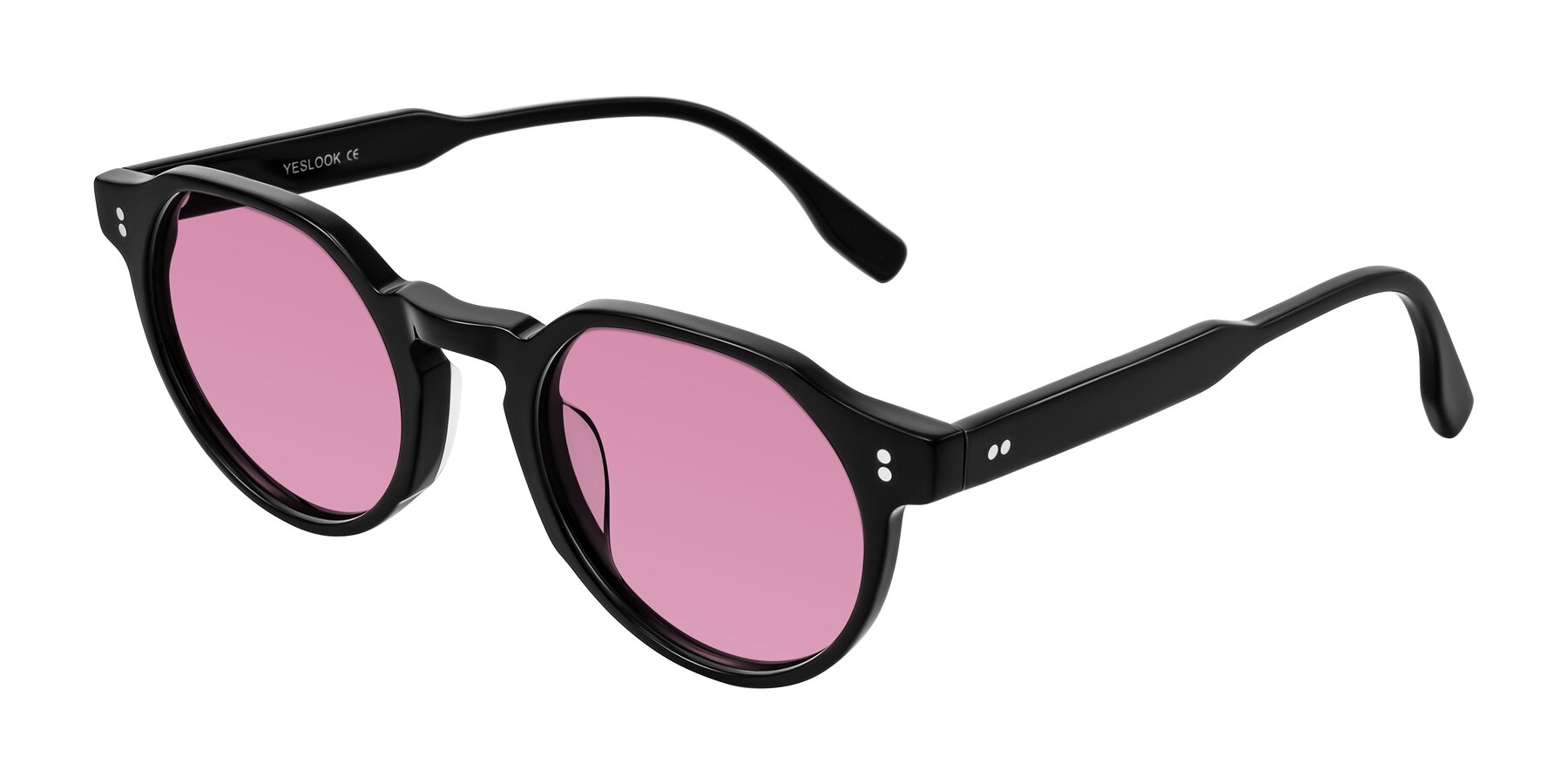 Angle of Vaswat in Black with Medium Wine Tinted Lenses