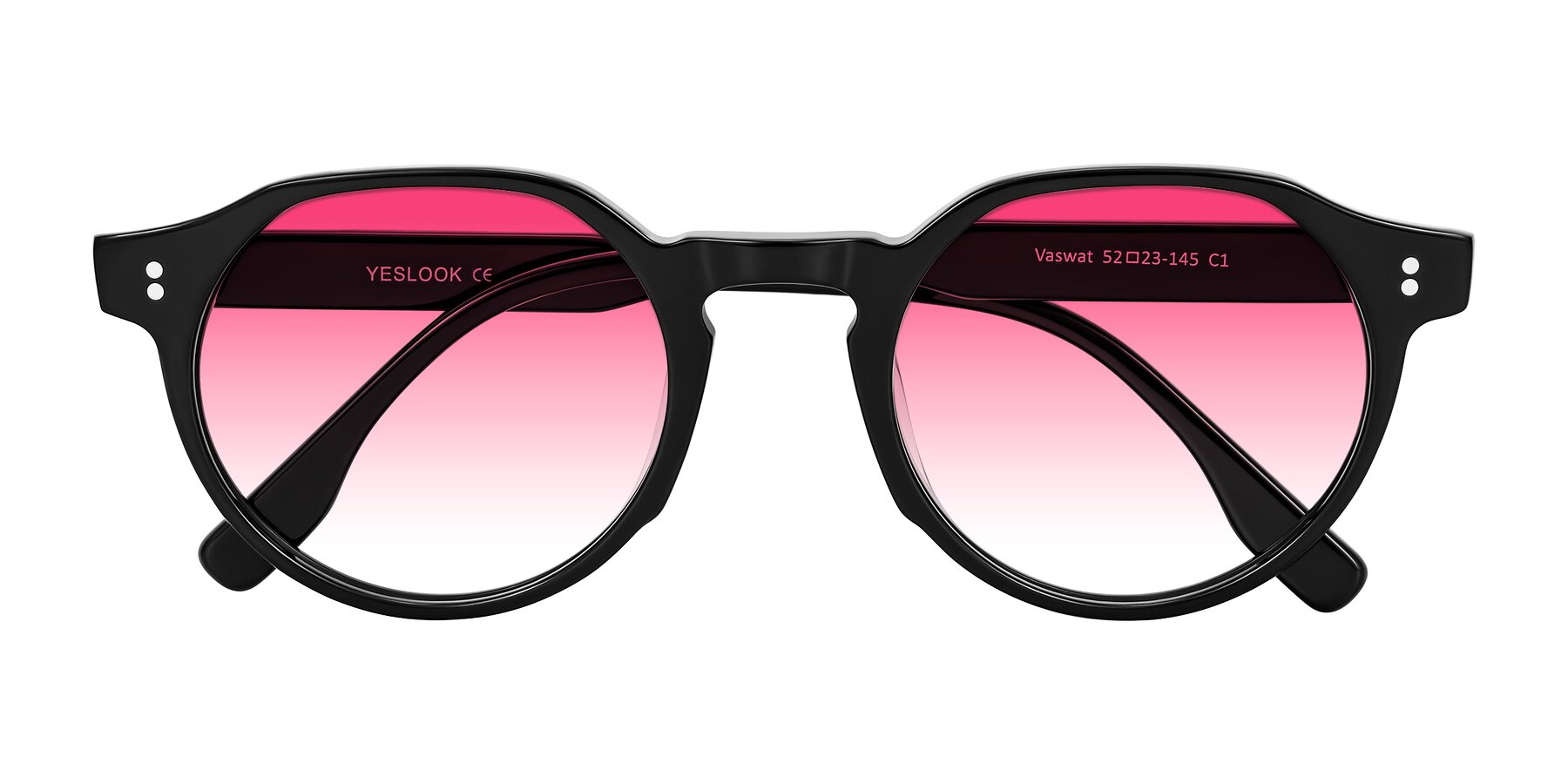Folded Front of Vaswat in Black with Pink Gradient Lenses