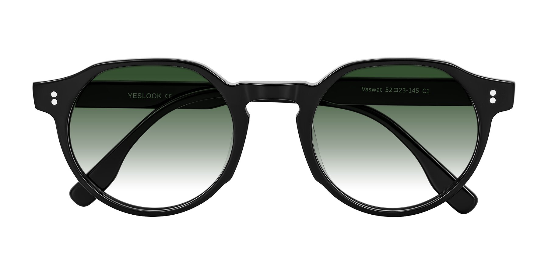 Folded Front of Vaswat in Black with Green Gradient Lenses