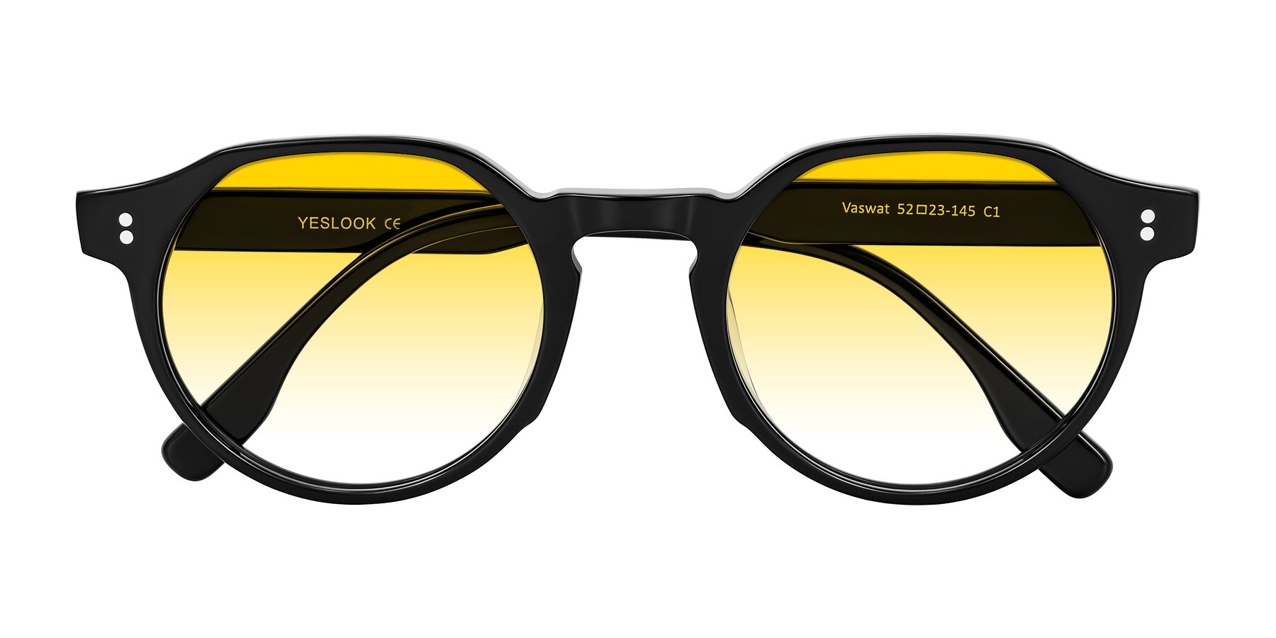 Folded Front of Vaswat in Black with Yellow Gradient Lenses