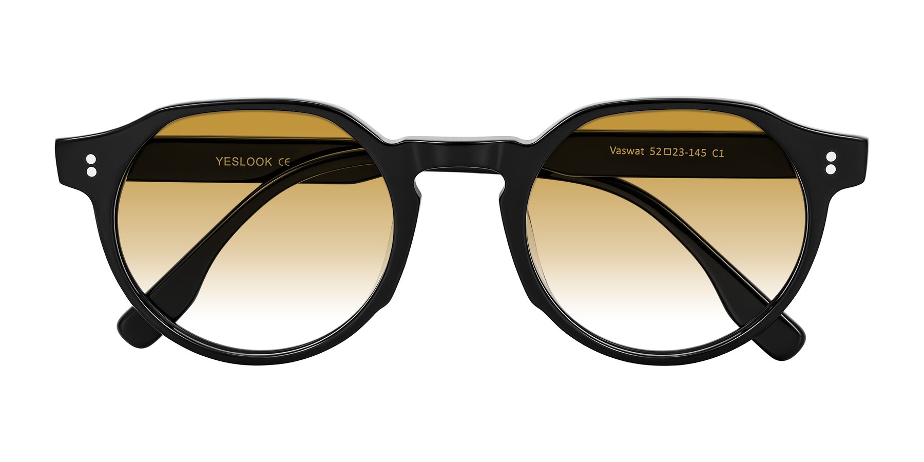 Folded Front of Vaswat in Black with Champagne Gradient Lenses