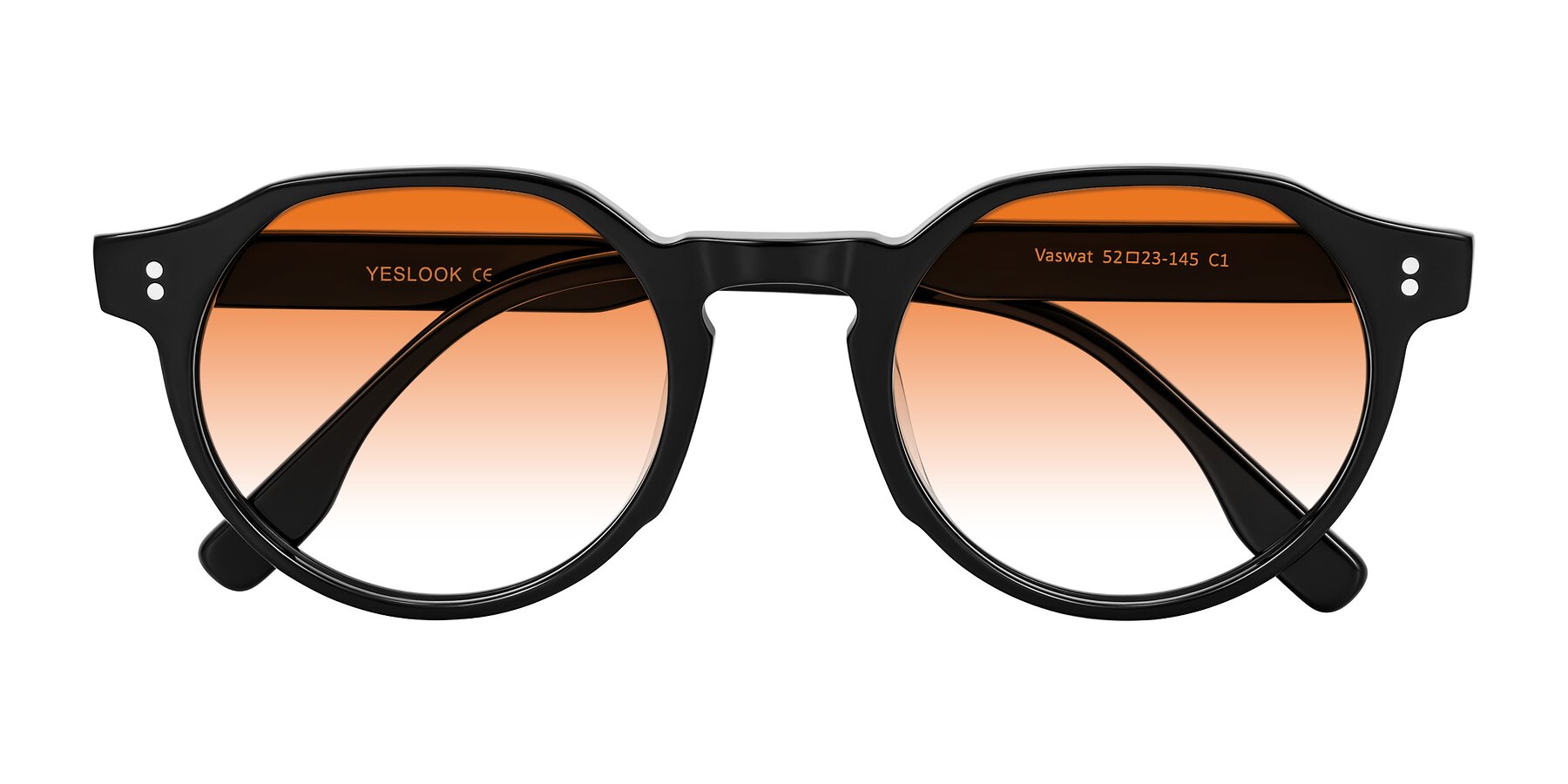 Folded Front of Vaswat in Black with Orange Gradient Lenses