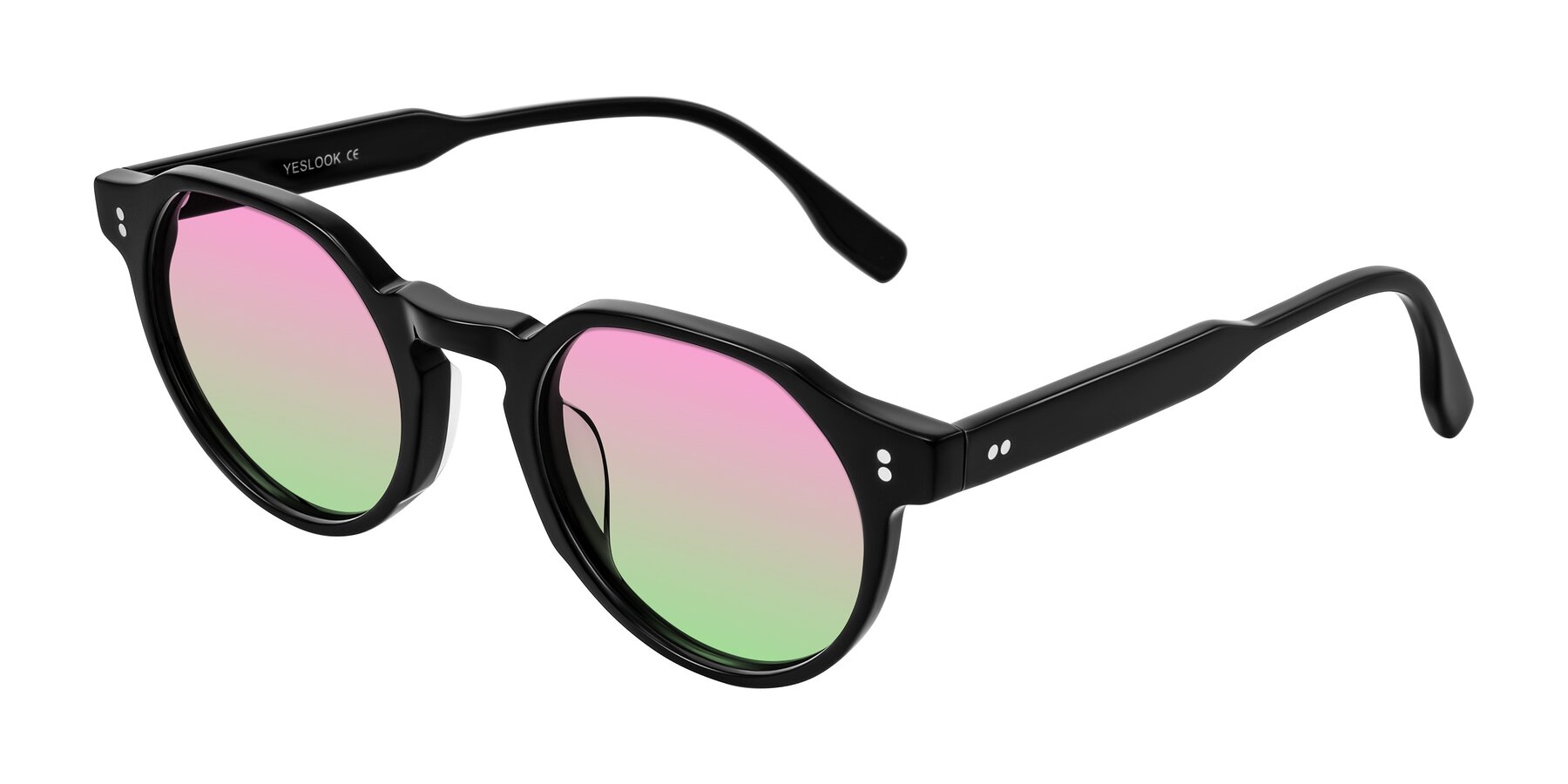 Angle of Vaswat in Black with Pink / Green Gradient Lenses