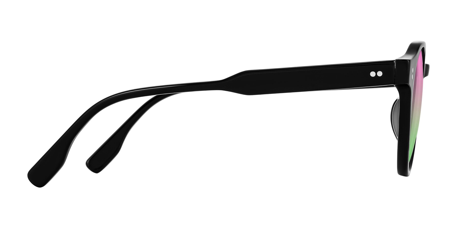 Side of Vaswat in Black with Pink / Green Gradient Lenses