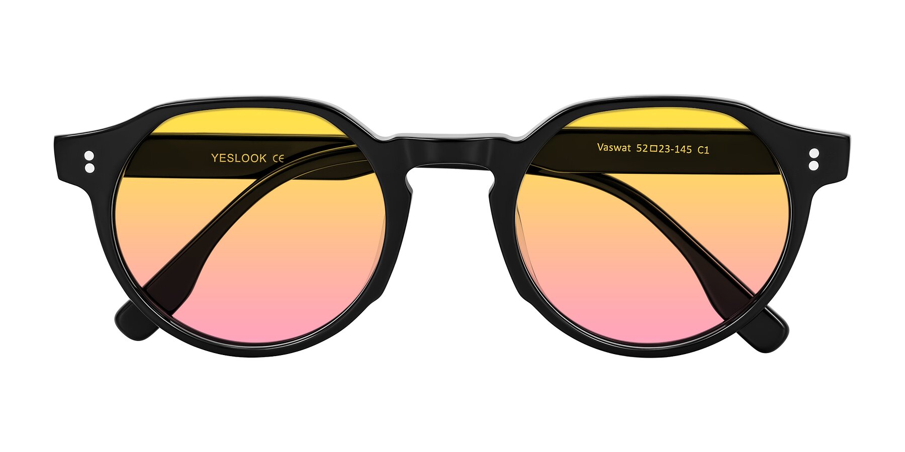 Folded Front of Vaswat in Black with Yellow / Pink Gradient Lenses