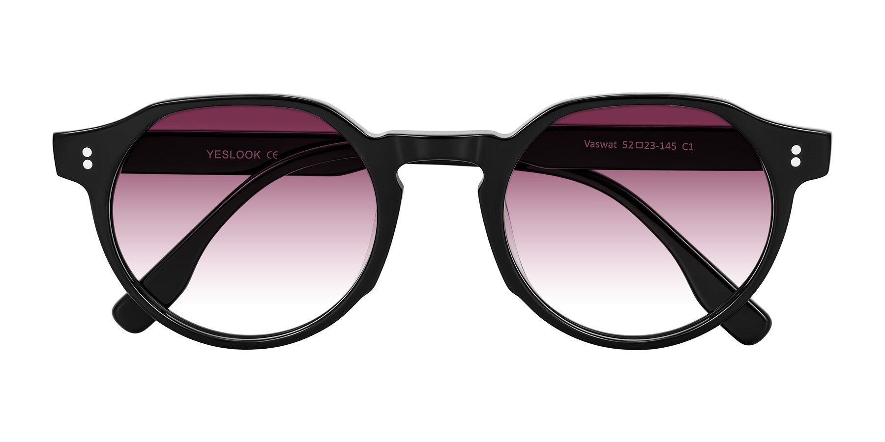 Folded Front of Vaswat in Black with Wine Gradient Lenses