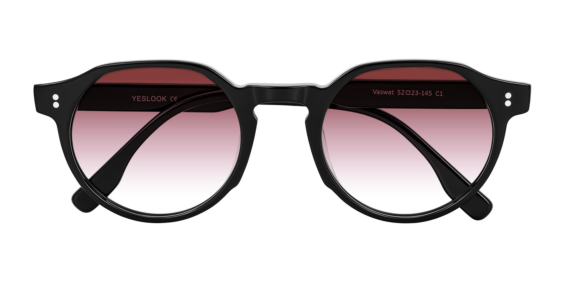 Folded Front of Vaswat in Black with Garnet Gradient Lenses