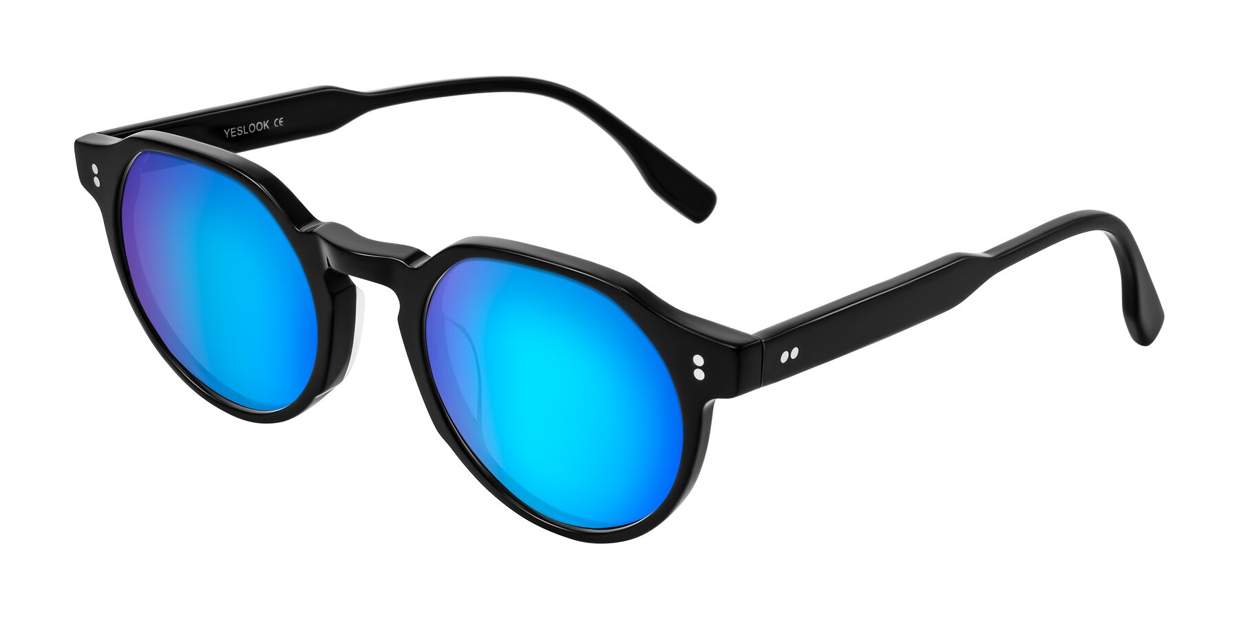 Angle of Vaswat in Black with Blue Mirrored Lenses